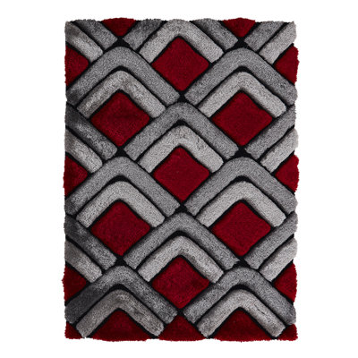 Tapis rouge / gris à poils longs Corey-Leigh