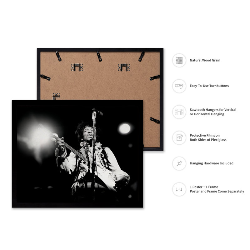 Jimi Hendrix, Black Framed, Poster, 08"H x 10"W