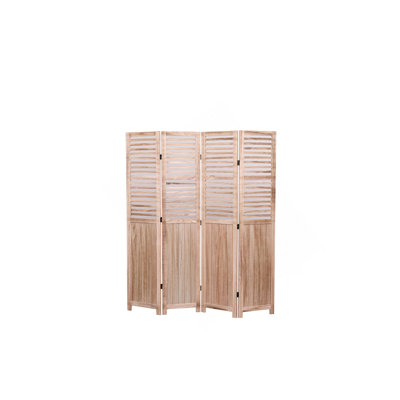 Cloison pliante en bois massif l 55,2 po x H 65 po, 4 panneaux, naturel