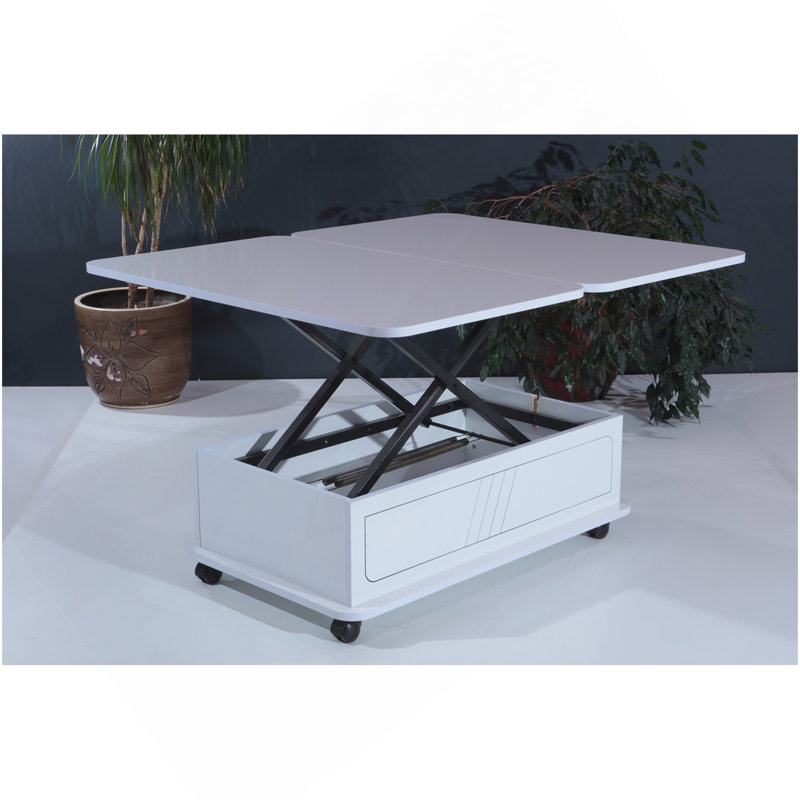 Table basse Rio Smart For Living, table basse à hauteur réglable, blanc 1003