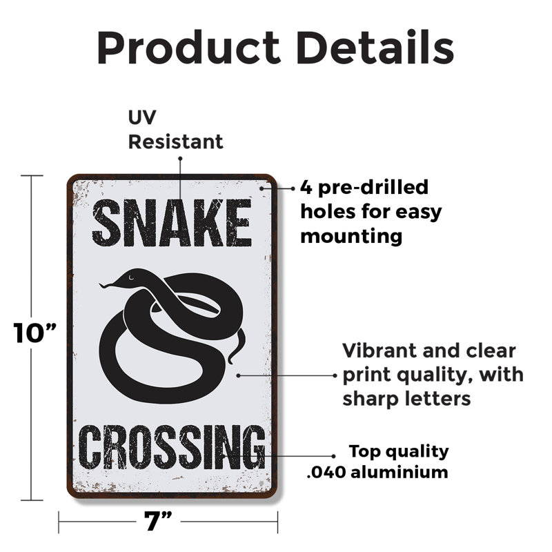 Snake Crossing (paquet de 2) enseigne fantaisie en aluminium 7 po x 10 po