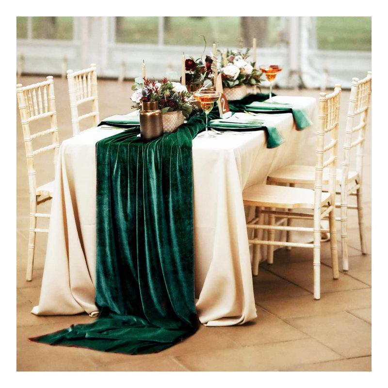 29 X120 Inch Green Velvet Table Runner