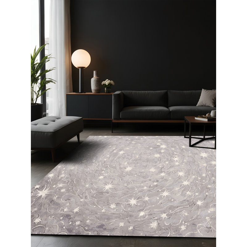 Tapis gris soyeux et moelleux, Carré 6 pi