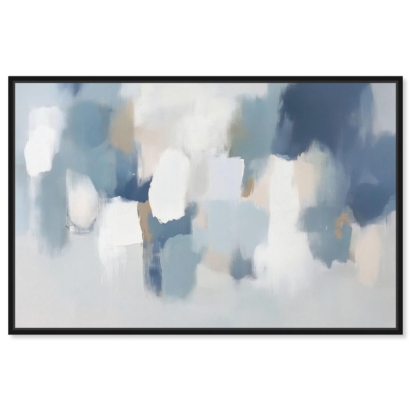 Dreaming Indigo I Canvas Blue Abstract Art by Art Remedy, 21" H x 31" W, Black Framed