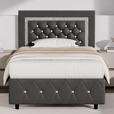 Alber Faux Leather Diamond Tufted Platform Bed - Headboard Included