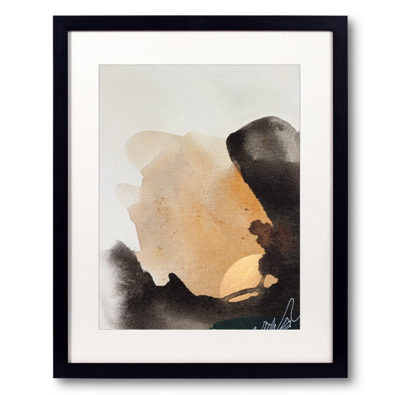 Primordial Sun par Novi Lim - Peinture, Papier avec cadre noir, H 30 po x l 24 po