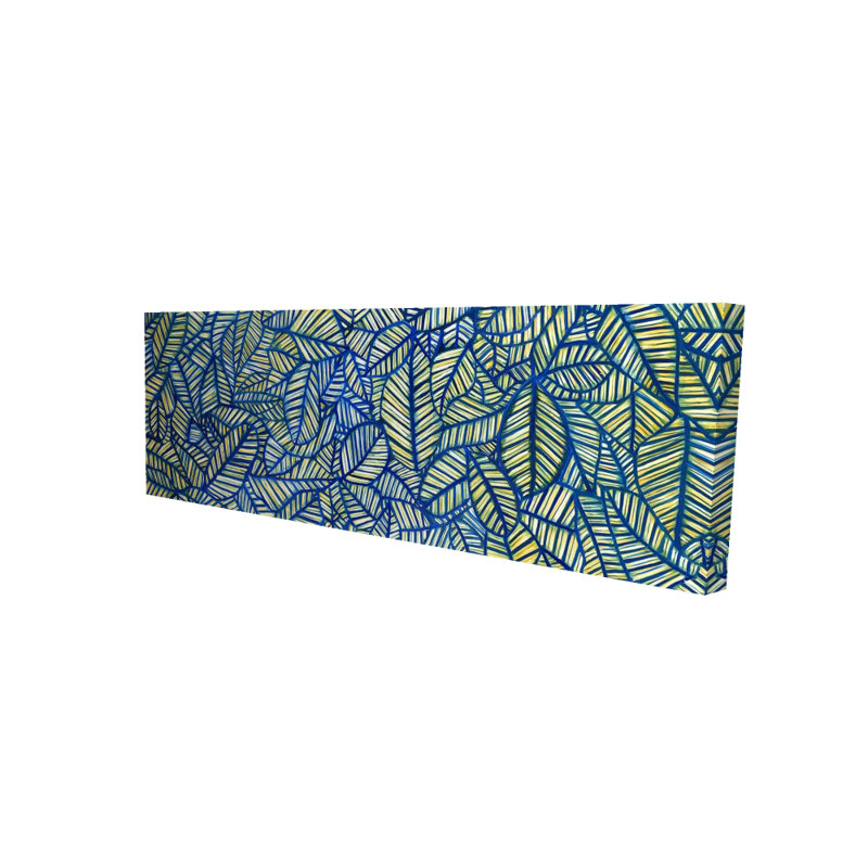 Toile à motif de feuilles bleues | Décoration intérieure | Art de chambre bleu, H 48 po x l 16 po