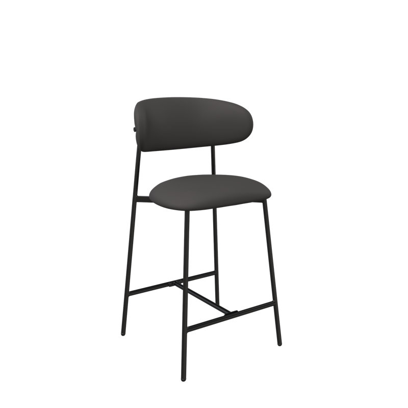 Luna Leather Counter Bar Stool, Grey 