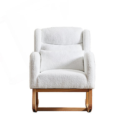 Plush Oversized Rocking Chair with High Backrest and Side Pockets by George Oliver