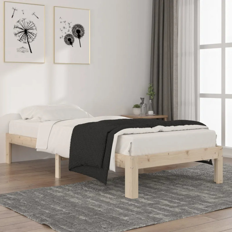 Bed Frame Solid Wood, Small Double (4'), Natural