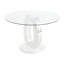 Table de salle à manger de 47,2 po en verre transparent de luxe moderne pour 4 à 6 personnes, table de cuisine moderne avec plateau en verre trempé et pieds en acier inoxydable, table de salle à manger circulaire pour la maison, le salon, l’appartement-1903597704-1895736816