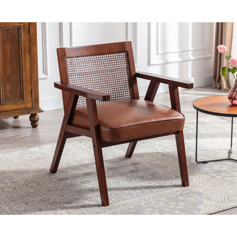 Fauteuil de 24,75 po de largeur Aylish, Similicuir brun