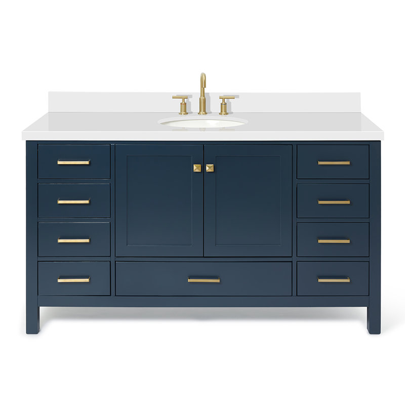 Ensemble de meuble-lavabo simple 61 po Cambridge, Bleu minuit, Oval