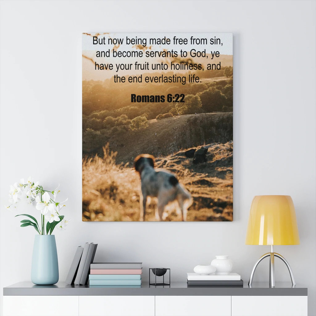 Blue Elephant Everlasting Life Romans 6:22 - Wrapped Canvas Typography ...