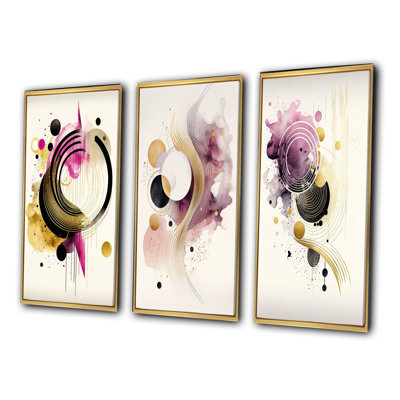 «Colorful Circular Abstract», 3 pièces sur toile