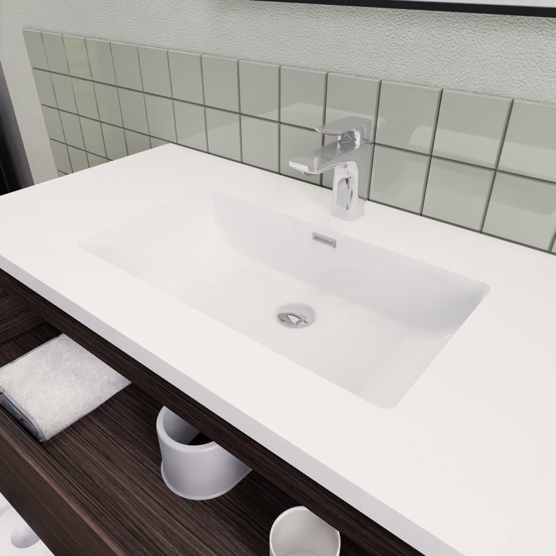 Ensemble de meuble-lavabo moderne flottant 42 po Alnwick Ivy Bronx, Chêne gris foncé