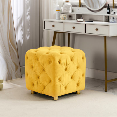 Repose-pieds avec rangement en velours jaune - garde vos articles organisés et accessibles uniques pour n'importe quelle pièce