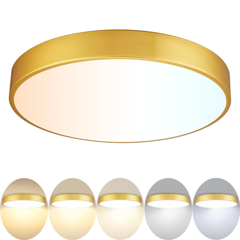 15" Gold LED Ceiling Light, Round LED Flush Mount