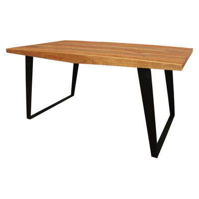 Ziyue Dining Table in Modern Natural Finish on Solid Wood with Iron Base