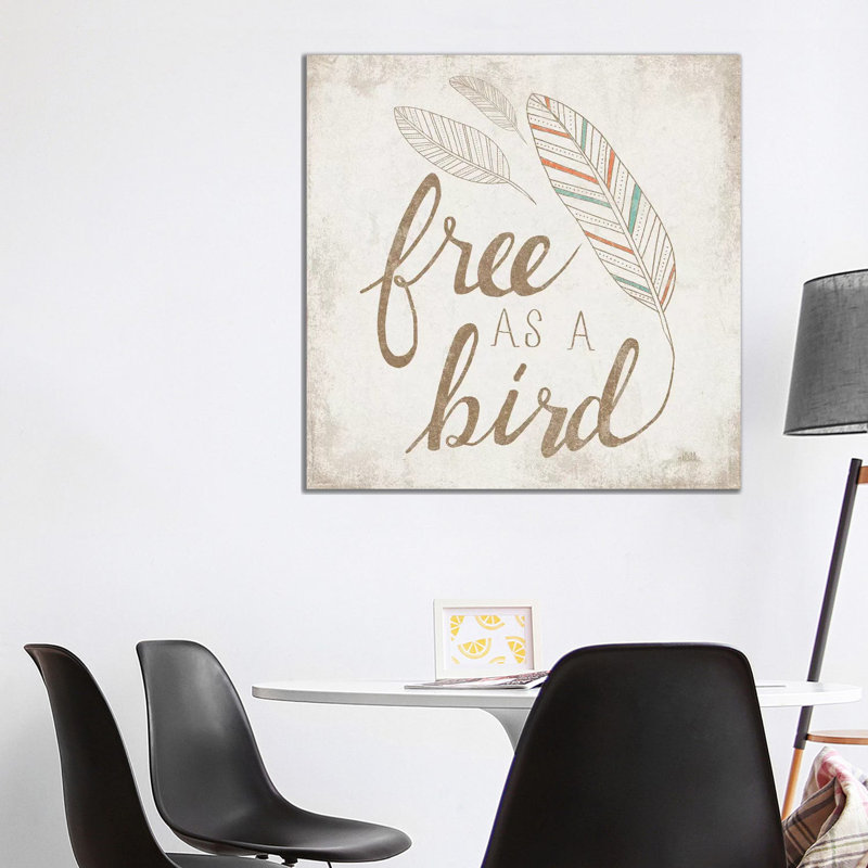 Free As A Bird Beige by Laura Marshall - Wrapped Canvas Print, 93.98 cm H x 93.98 cm W