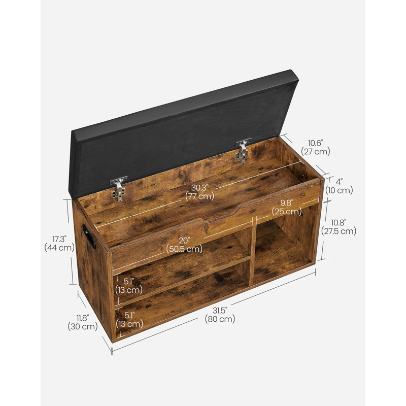 Abigayle 8 Pair Shoe Storage Bench, Light Grey, Brown
