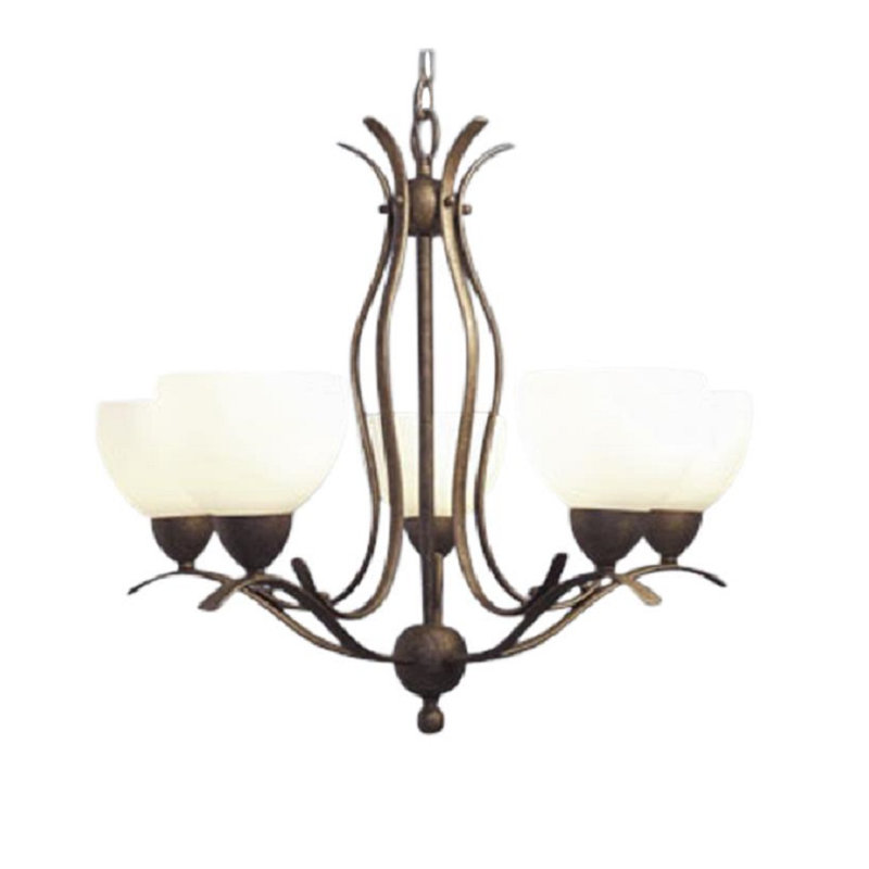 Lustre classique/traditionnel ombré 5 lumières avec accents de cristal Bromarg, Bronze mat
