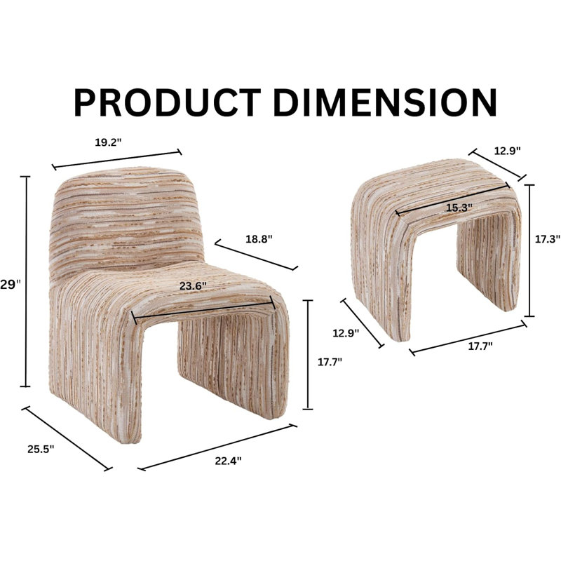 Fauteuil d'appoint contemporain avec repose-pieds, Lin brun