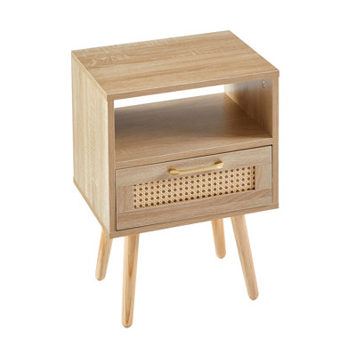 Modern 16.05" Nightstand With Drawer And Solid Wood Legs - Functional Stylish For Home End Table Construction, Easy To Clean Assemble
