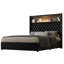 Structure de lit double capitonnée en velours avec USB et veilleuse - tête de lit à oreilles 52 po avec tablette, noir-2065221767-2065221760