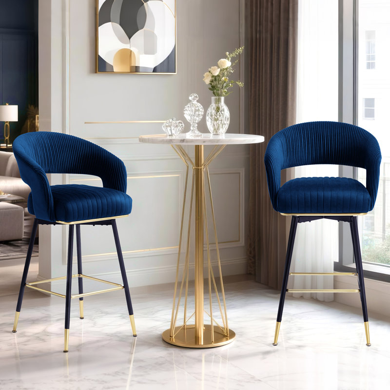 Tabouret de bar rotatif 29,5 po Roellig, Bleu