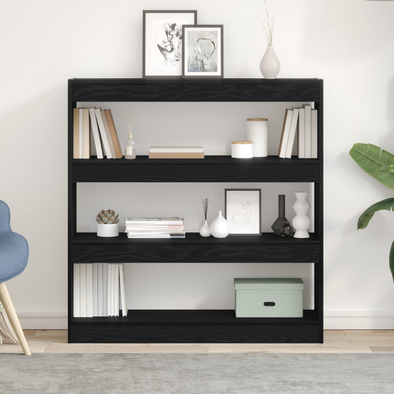 Book Cabinet Bookcase, (3 Shelves) 103cmH x 97cmW x 30cmD, Black Oak