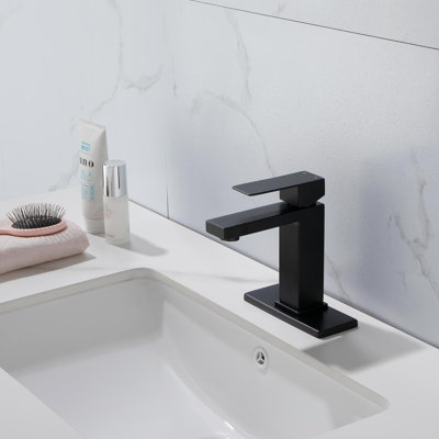 Robinet de lavabo de salle de bain à poignée simple avec drain escamotable (avec trop-plein)