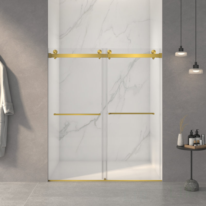 56-60"W X 70"H Frameless Double Sliding Shower Door,5/16" (8Mm) Thick SGCC Tempered Clear Glass,Double Side Easy Clean Coat, Shower Door