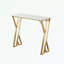 Table de bar haute moderne blanche 47 "avec double piédestal doré