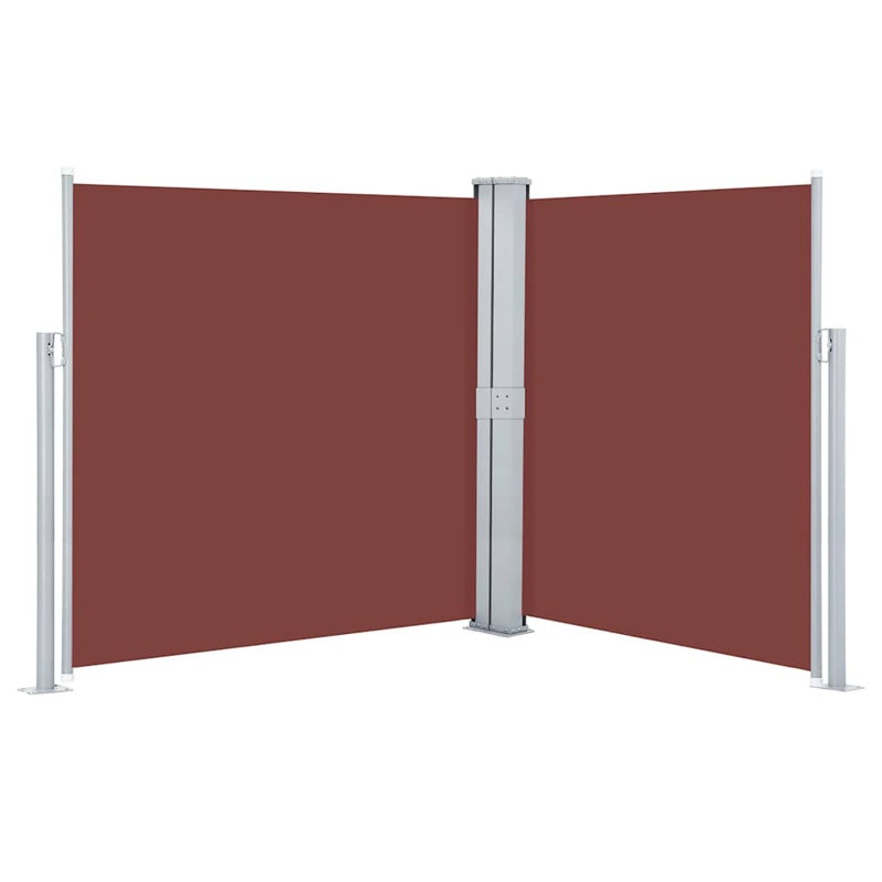 Paravent rétractable avec auvent pliant, H 55,1 po x l 236,22 po, Brun