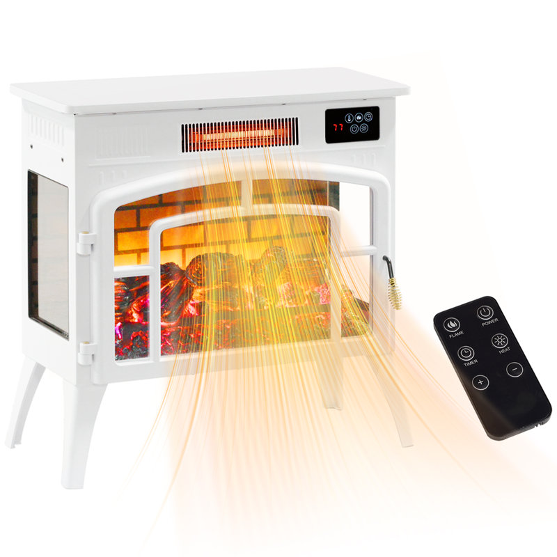 Infrared Electric Fireplace Heater for Indoor, 1500W, White
