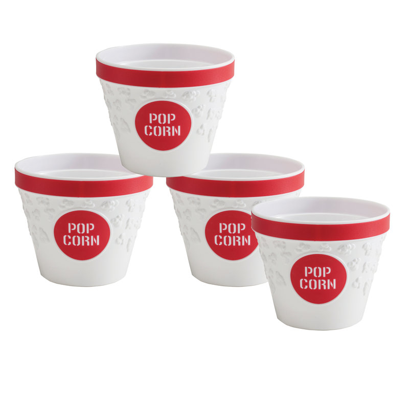 Hutzler Small Red Popcorn Buckets Set of 4, Red