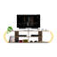 Meuble télé en bois massif de 68 po, meuble télé Mid-Century avec 4 tablettes de rangement ouvertes, centre de rangement noyer / jaune-951398860