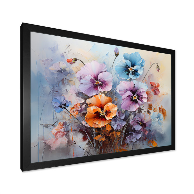 «Purple Pansies Efflores Lawrence» sur toile, H 12 po x l 20 po x P 1 po, Cadre simple noir