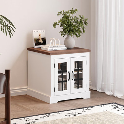 Buffet Cabinet with Storage, Sideboard Buffet with Glass Doors, Built-in Power Outlet for Kitchen, Coffee Bar, Pantry, Living Room