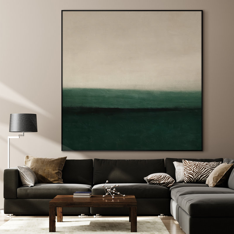 Très grand art mural imprimé sur tissu - Paysage abstrait neutre moderne pour la décoration d'œuvres d'art pour le salon ou la chambre à coucher - «Assemblage requis du cadre (cadre non fini)»