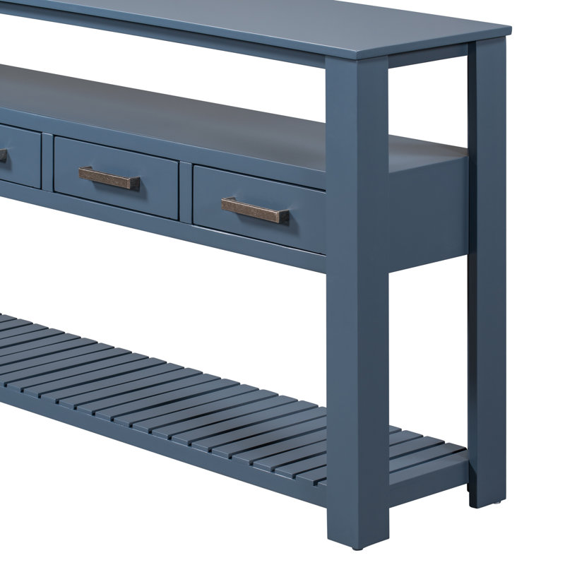 U_style 62.2" sleek console table, modern living room furniture with 4-drawer storage and 2-shelf display, multifunctional design