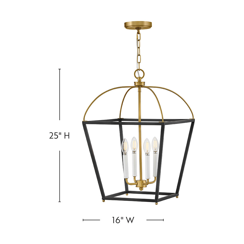 Dimmable 4-Light Pendant, 25" H x 16" W x 16" D