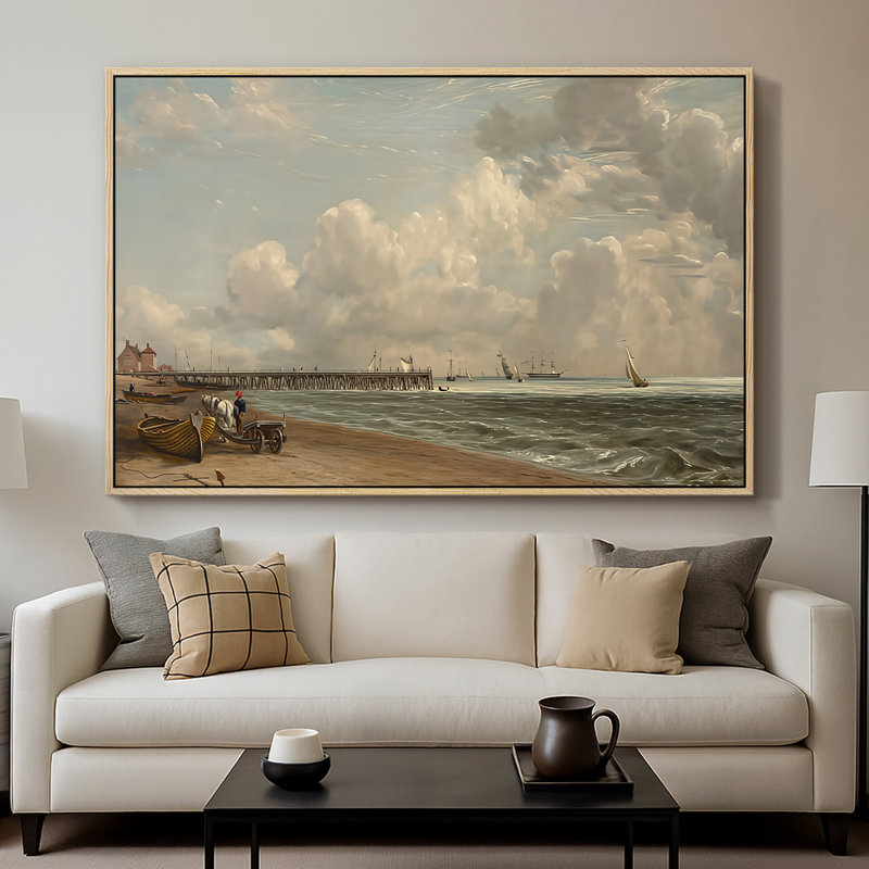 Yarmouth Jetty, 1822 - John Constable, toile tendue avec châssis, 26 x 40, Naturel