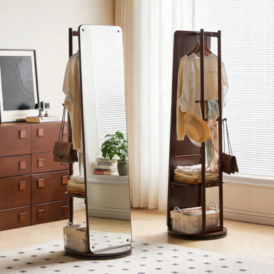 Miroir rotatif pleine grandeur avec portemanteau
