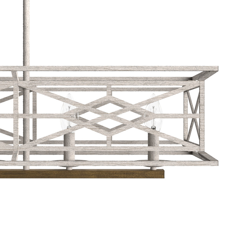 Langwood 6 Light Linear Chandelier, White