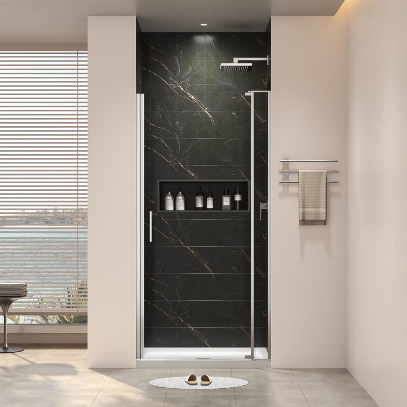 Left and Right Opening Universal Pivot Shower Door, Matte Black