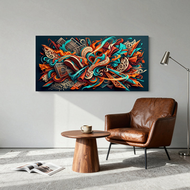Ensemble d'une toile abstraite, 32“W x 16”H, Wrapped Canvas
