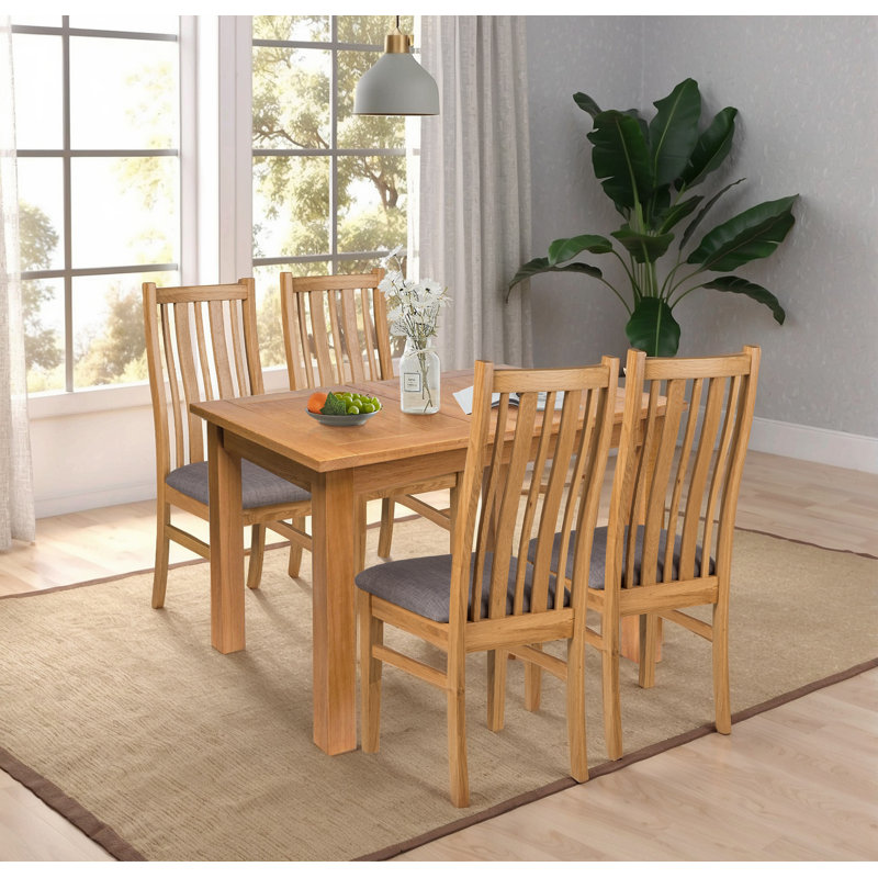 Sorrento 4 - Person Extendable Solid Oak Dining Set, Grey/Brown