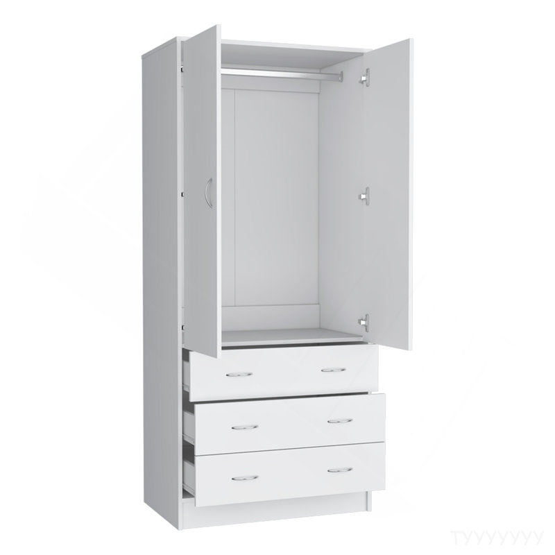 Armoire Ramey, chambre à coucher, blanc, Blanc